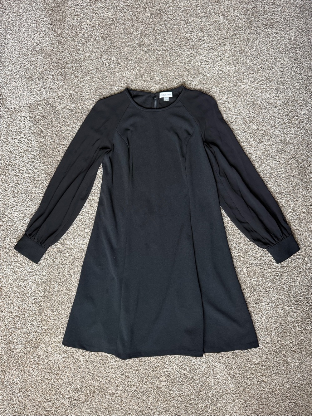 Calvin Klein Black Long-Sleeve A-Line Dress